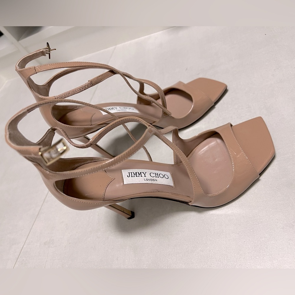 Jimmy Choo Patent Nude Sandals